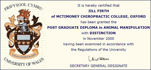Jill Firth - McTimoney Chiropractic Qualification